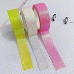 Kit Fita Adesiva Washi Tape BRW Glossy - Tom Pastel com Glitter - 3 unidades