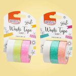 Kit Fita Adesiva Washi Tape BRW Glossy - Tom Pastel com Glitter - 3 unidades