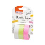 Kit Fita Adesiva Washi Tape BRW Glossy - Tom Pastel com Glitter - 3 unidades