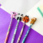 Lápis Cis Agarradinho Fofo com Borracha - Bichinhos - Joaninha - Koala - Panda e Macaquinho