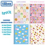 Caderno Universitário Spice Capa Dura Feminino - 20, 16, 12, 10 ou 1 Matéria