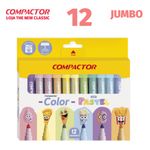 Canetinha Hidrográfica Compactor Jumbo Color Tom Pastel - 12 ou 6 Cores
