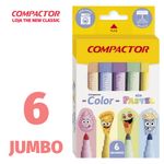 Canetinha Hidrográfica Compactor Jumbo Color Tom Pastel - 12 ou 6 Cores