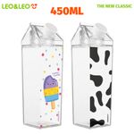 Garrafa Plástica Leo&Leo Fofa 450ml - Picolé e Milk - Formato Caixa de Leite