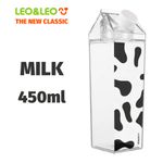 Garrafa Plástica Leo&Leo Fofa 450ml - Picolé e Milk - Formato Caixa de Leite