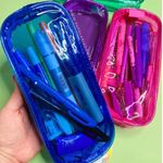 Estojo Transparente Colorido BRW - Rosa Lilás Azul Verde e Tutti Frutti