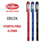 Kit Caneta Goller Delta Ponta Fina 0.7mm - Azul, Preta e Vermelha