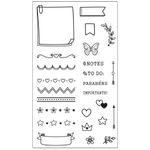 Kit Carimbo Tilibra para Planner - Transparentes de Silicone - Carimbeira + Base Acrílica + Cartela de Carimbos