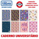 Caderno Universitário Capa Dura Feminino Tilibra Pepper Gatinho Flor - 20, 16, 12, 10 e 1 Matéria