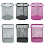 Porta Caneta BRW Aramado Redondo ou Quadrado - Preto, Prata e Rosa Rosé Gold Tom Pastel