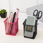 Porta Caneta BRW Aramado Redondo ou Quadrado - Preto, Prata e Rosa Rosé Gold Tom Pastel