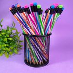 Porta Caneta BRW Aramado Redondo ou Quadrado - Preto, Prata e Rosa Rosé Gold Tom Pastel