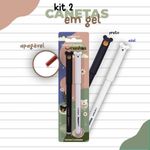 Kit Caneta Gel Apagável Fofa Ursinhos - Azul, Preta e Vermelha - LeoLeo - Ponta Ultra Fina 0.7mm