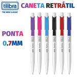 Kit Caneta Retrátil Tilibra Lunix Ponta Fina 0.7mm - Coloridas