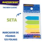 Marcador de Página Adesivo Masterprint Colorido - Seta ou Reto - 5 Blocos de 25 Folhas