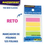 Marcador de Página Adesivo Masterprint Colorido - Seta ou Reto - 5 Blocos de 25 Folhas