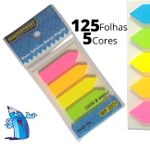 Marcador de Página Adesivo Masterprint Colorido - Seta ou Reto - 5 Blocos de 25 Folhas