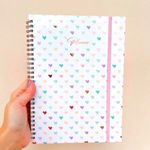 Planner BRW Capa Dura Corações Tons Pastel 80 Folhas