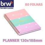 Planner BRW Capa Dura Corações Tons Pastel 80 Folhas