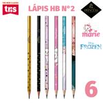 Kit Lápis Tris 2B Princesas Disney, Frozen, Marie, Barbie