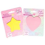 Bloco Notas Adesivas LeoArte Transparente Pink Vibes - Coração ou Estrela - 50 Folhas