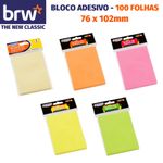 Bloco Notas Adesivas BRW para Recados ou Anotações 76x102mm - Tons Pastel e Neon
