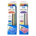 Kit Lápis de Cor + Estojo + Apontador Cis Criatic Color Case 12 Cores - Azul ou Rosa