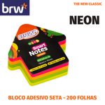 Bloco de Notas Adesivas BRW Seta Neon ou Soul 200 Folhas - para Recado ou Anotações