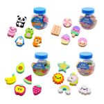 Kit Pote 20 Mini Borrachas Cis Fantasia Fofa - Animais, Candy, Sonho e Frutas, Alfabeto, Dinossauros