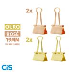 Prendedores de Papel Binder Clips Ouro e Rosé Cis - Kit ou Unidade