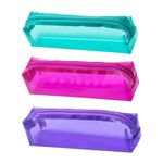 Estojo Transparente Colorido Quadrado BRW - Rosa Lilás e Verde