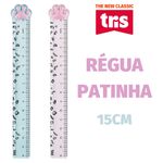 Régua de Patinha Tris Gatinho Fofa Azul e Rosa Pastel 15cm