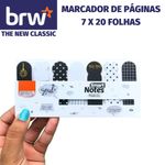 Kit Marcador de Páginas Adesivo BRW Smart Notes Makers Café, Gatinho, Flor, Coração, Black & White, Frutas - 18x65mm