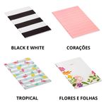 Caderneta Fofa Coração Flores Flamingo Black BRW Pautada Brochura A6 - 40 Folhas