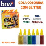 Cola Colorida com Glitter BRW - Tom Pastel e Cores Básicas