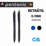 Caneta Cis Pentonic Ponta Retrátil 0.7mm - Azul ou Preta - Kit ou Unidade