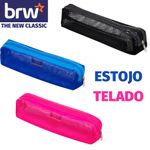 Estojo Telado BRW - Pink Preto Azul - Bolsinha Necessaire