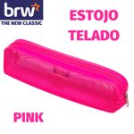 Estojo Telado BRW - Pink Preto Azul - Bolsinha Necessaire