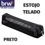 Estojo Telado BRW - Pink Preto Azul - Bolsinha Necessaire