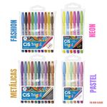 Kit Caneta Gel Cis Trigel Cores Fashion Metálicas Pastel Neon 1.0mm ou 0.8mm