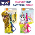 Tesoura Escolar BRW Aço 13cm - Raptor Sea Xtreme Magic - Dinossauro, Sereia, Carro ou Unicórnio