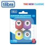 Mini Perfurador de Papel  Decorativo Tilibra 9mm - Fllor, Coração, Estrela e Patinha