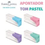 Apontador Faber Castell Tom Pastel Corpo Transparente - Lilás, Rosa, Verde, Azul
