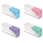 Apontador Faber Castell Tom Pastel Corpo Transparente - Lilás, Rosa, Verde, Azul