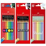 Kit Lápis de Cor Faber Castell - Neon, Pastel, Metálico - 10 Cores cada