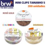 Mini Clips BRW Tamanho 5 - Coloridos, Dourado e Rosé Gold - Pote 200 unidades