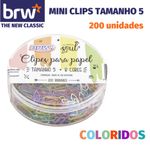 Mini Clips BRW Tamanho 5 - Coloridos, Dourado e Rosé Gold - Pote 200 unidades
