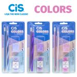 Kit Escolar Cis Colors - Caneta Cis Spiro + Lápis Tom Pastel + Apontador + Borracha Spring