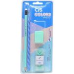 Kit Escolar Cis Colors - Caneta Cis Spiro + Lápis Tom Pastel + Apontador + Borracha Spring