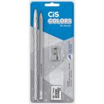 Kit Escolar Cis Colors - Caneta Cis Spiro + Lápis Tom Pastel + Apontador + Borracha Spring